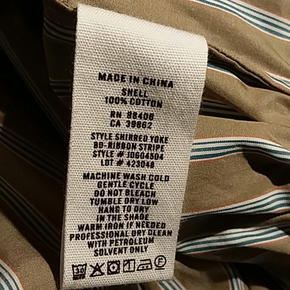 Theory 'Shirred Yoke BD Multi Ribbon Striped' Shirt button down Cotton PSm nwt - Picture 6 of 11